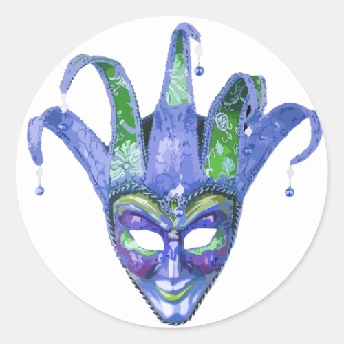 Venetian Jester Carnival Mask Classic Round Sticker