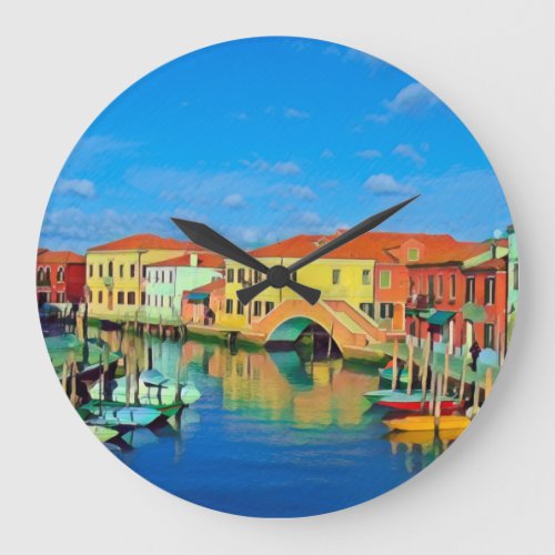 Venetian Lagoon _ MURANO _ panorama Large Clock