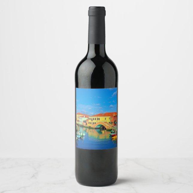Venetian Lagoon - MURANO - panorama Wine Label (Front)