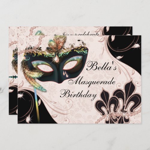 Venetian Mask Masquerade Party Invitations