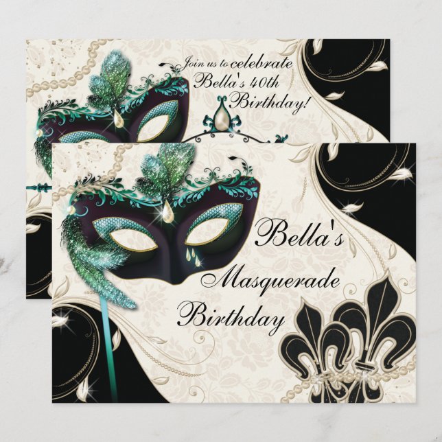 Venetian Mask Masquerade Party Invitations (Front/Back)