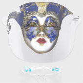 Venetian mask porcelain white blue gold Venice art (Front w/Glasses)