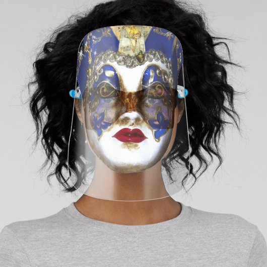 Venetian mask porcelain white blue gold Venice art (Insitu)