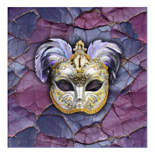 Venetian Mask with Lavender Feathers Acrylic Print