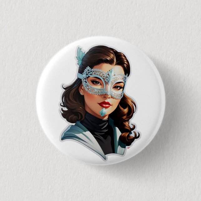 Venetian Masked Lady Button (Front)