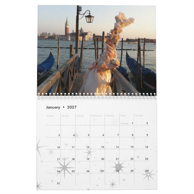 Venetian Masks Calendar (Jan 2027)