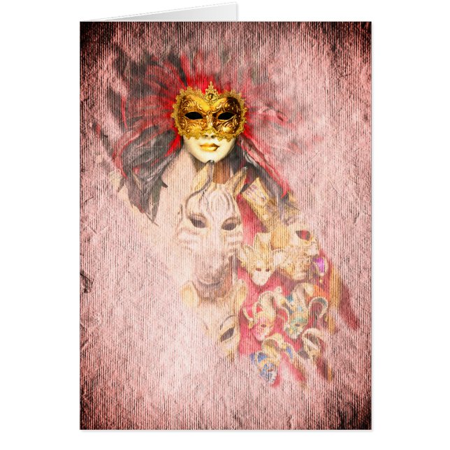 Venetian Masks, Carnival, vintage Art - Italy (Front)