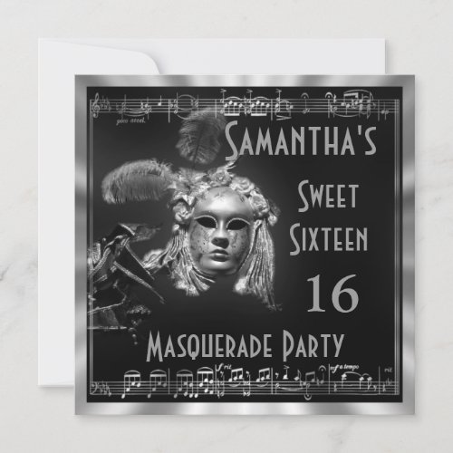 Venetian masquarade ball sixteen party invitation