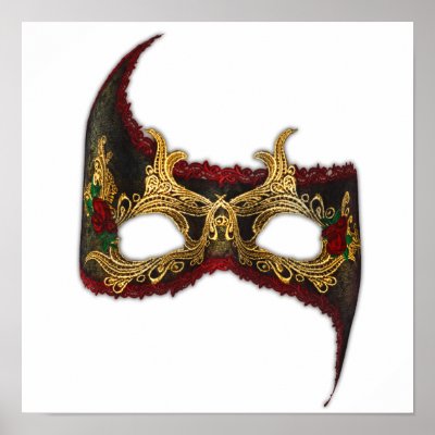Venetian Masque: Gold and Red Rose