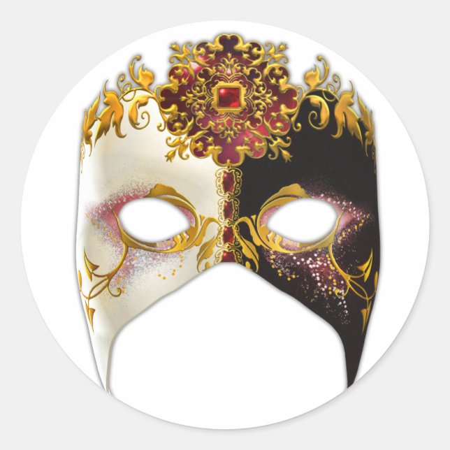 Venetian Masque: Ruby Jewel Classic Round Sticker (Front)