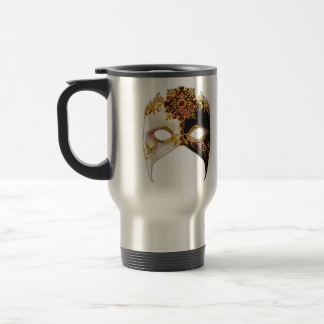 Venetian Masque: Ruby Jewel Travel Mug (Left)