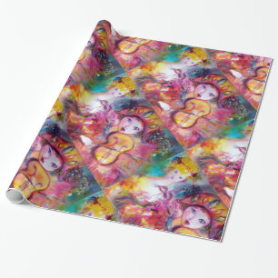 VENETIAN MASQUERADE FACES/ HARLEQUIN AND COLUMBINE WRAPPING PAPER