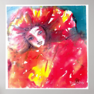 VENETIAN MASQUERADE FACES - MASK IN RED POSTER