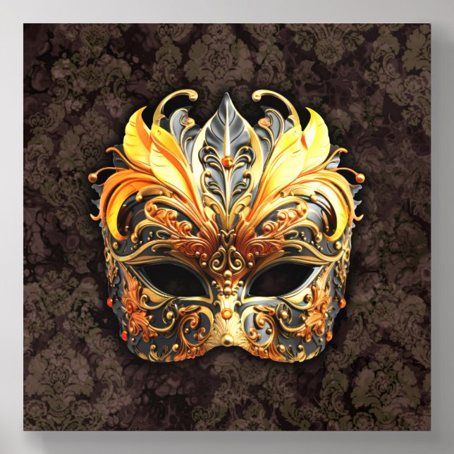 Venetian Masquerade Golden Mask Acrylic Photo Tile (Front Set)