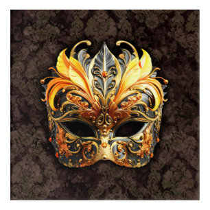 Venetian Masquerade Golden Mask Acrylic Print