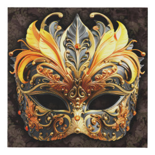 Venetian Masquerade Golden Mask Faux Canvas Print