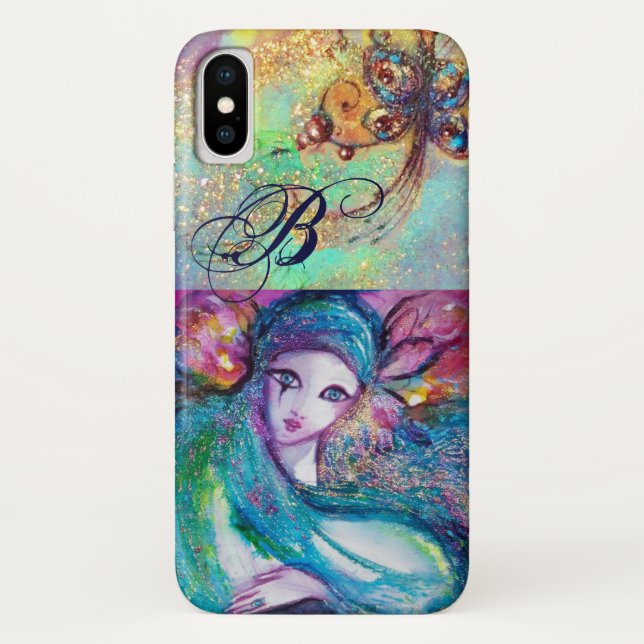 VENETIAN MASQUERADE /MASK IN BLUE MONOGRAM Case-Mate iPhone CASE (Back)