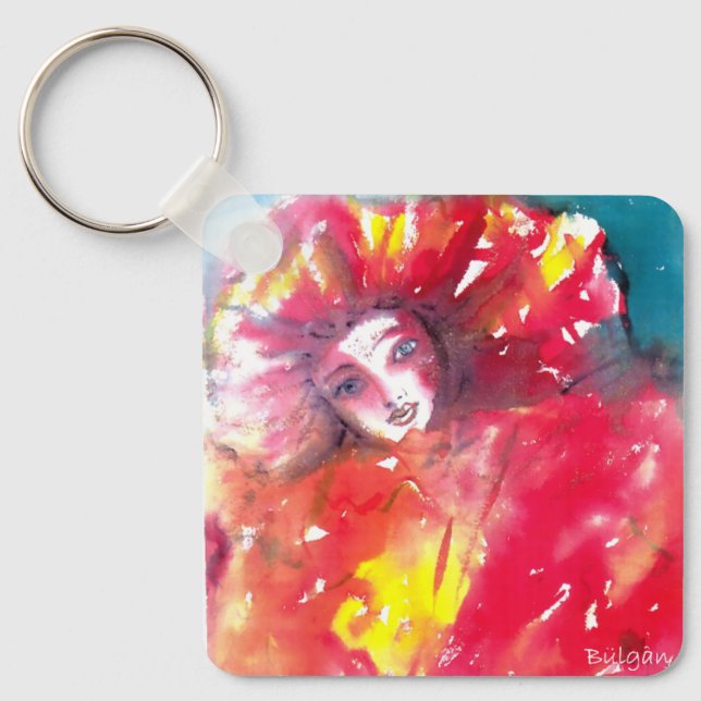 VENETIAN MASQUERADE,MASK IN RED Pink Keychain (Front)