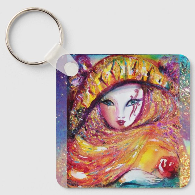 VENETIAN MASQUERADE - MASK IN YELLOW KEYCHAIN (Front)