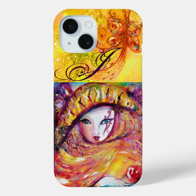 VENETIAN MASQUERADE - MASK IN YELLOW MONOGRAM Case-Mate iPhone CASE (Back)