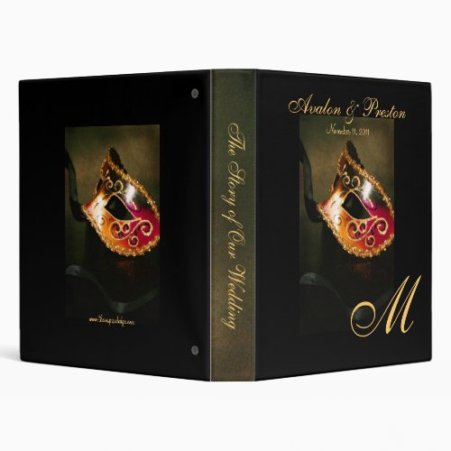 Venetian Masquerade Mask Monogram Wedding Binder