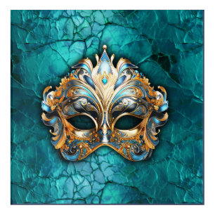Venetian Masquerade Mask on Turquoise Ground Acrylic Print