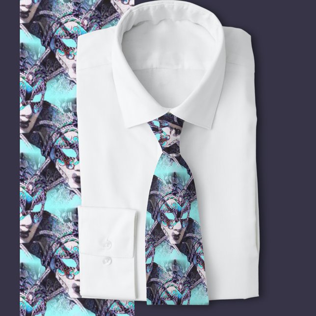 Venetian Masquerade Neck Tie (Masks from the famous carnival in Venice )