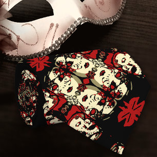 Venetian Masquerade Red and Black Gothic Face Mask Tie