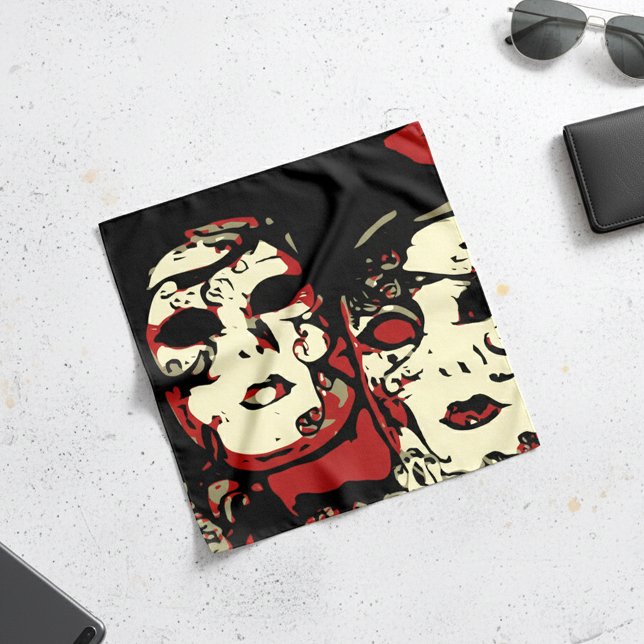 Venetian Masquerade Red and Cream Graphic Pop Art Bandana (Creator Uploaded)