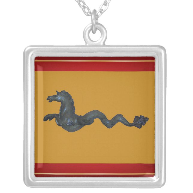 Venetian Murano Glass Horse Silver Plated Necklace (Front)