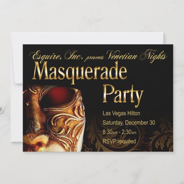 Venetian Nights Masquerade Party Invitation (Front)