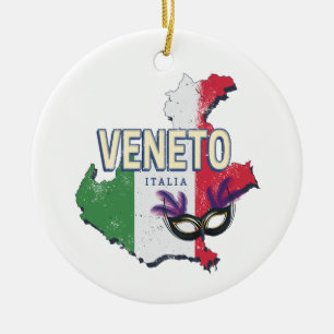 Veneto Italy Retro Region Map Vintage Souvenir Ceramic Ornament