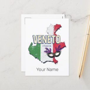 Veneto Italy Retro Region Map Vintage Souvenir Holiday Postcard