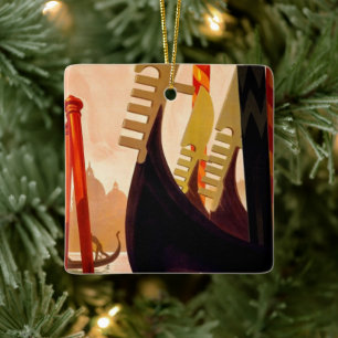 Venezia Gondola Vintage Travel Ceramic Ornament
