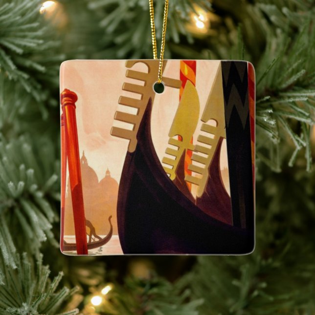 Venezia Gondola Vintage Travel Ceramic Ornament (Tree)