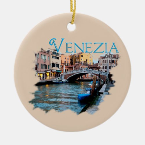 Venezia Italia Along the Canal Ceramic Ornament
