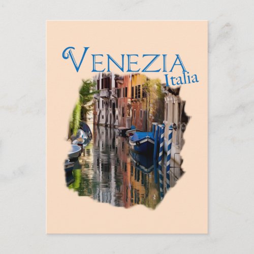 Venezia Italia Colourful Canal Postcard