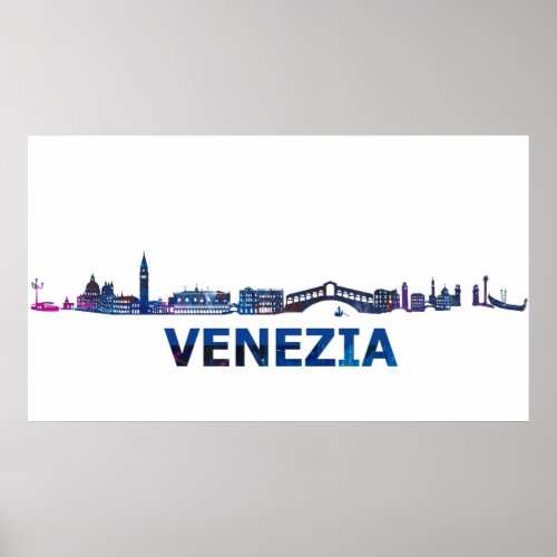 Venezia Italy Skyline Silhouette Poster