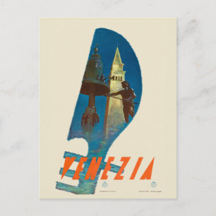 Venezia Italy Venice Travel Poster 1930 Postcard