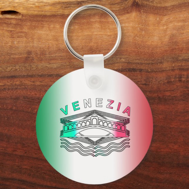 Venezia Rialto Bold Lines Metal Keychain (Front)