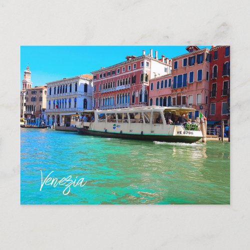 Venezia Venice Grand Canal Water Bus Postcard