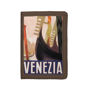 Venezia, Venice, Italy Gondolas Vintage Travel Art Trifold Wallet