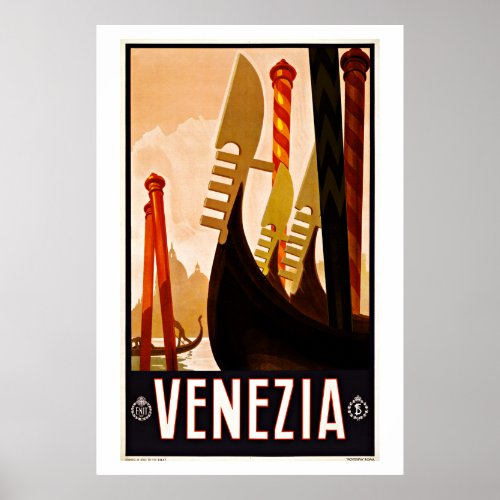 VeneziaVenice Italy Vintage Travel Poster