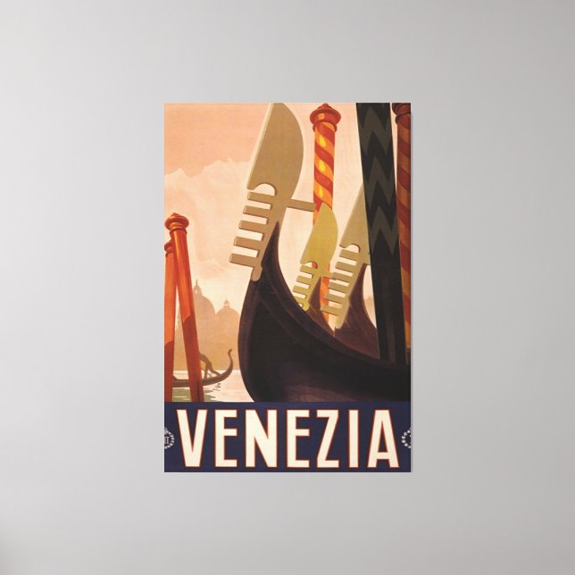 Venezia Vintage Italian Travel Poster Canvas Print (Front)