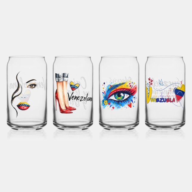 Venezolanos Artísticos – Orgullo, Mujer Venezolana Can Glass (Front)