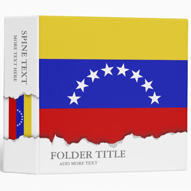 Venezuala Flag 3 Ring Binder (Front/Spine)