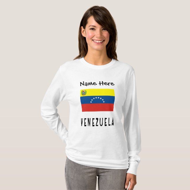 Venezuela and Venezuelan Flag Personalized Women's T-Shirt (Front Full)