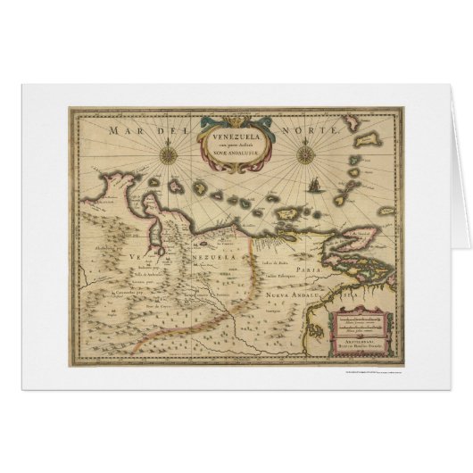 Venezuela by Hondius Map - 1630 Cards (Front Horizontal)