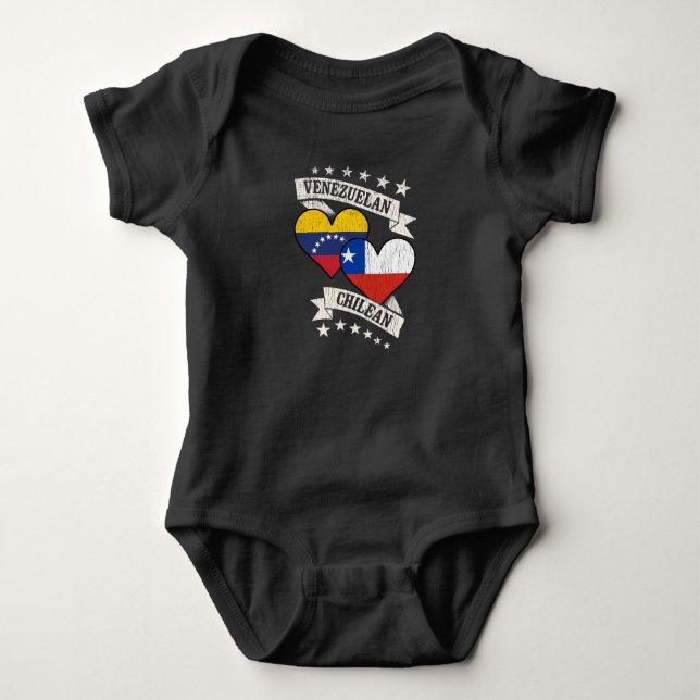 Venezuela Chilean Heart Flags Venezuela Chile Baby Bodysuit (Front)