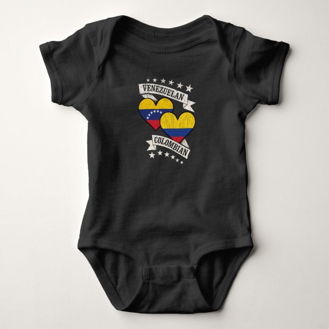 Venezuela Colombian Heart Flags Venezuela Colombia Baby Bodysuit (Front)